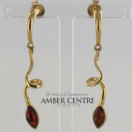 Italian Made Unique German Baltic Amber 9ct Gold Drop Earrings GE0108 RRP£495!!!