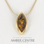 Italian Made Elegant Green German Baltic Amber Pendant in 9ct solid Gold - GP0053G RRP£295!!!