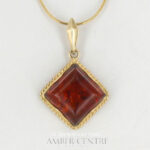 Italian Handmade Classic Elegant Baltic Amber Pendant in 9ct solid Gold - GP0097 RRP£325!!