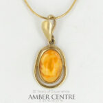 Italian Handmade German Butterscotch Baltic Amber Pendant in 9ct solid Gold-GP0047Y RRP£225!!!