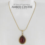Italian Handmade Large German Baltic Amber Pendant in 9ct solid Gold -GP0027 RRP£445!!!
