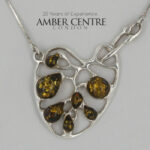 Italian Handcrafted 925 Silver Necklace with Green German Baltic Amber Beads N102G RRP£165!!!