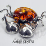 GERMAN BALTIC AMBER BROOCH 925 STERLING SILVER Handmade, Unique BD001 RRP£145!!!