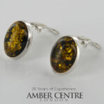 Clip on Earrings German Baltic Green Amber 925 Silver Handmade CL012 RRP£100!!!