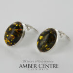 Clips on Earrings Green German Baltic Amber 925 Silver Handmade CL018G RRP£125!!!