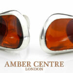 Clip On Earrings Designer German Baltic Amber 925 Silver Handmade CL071RRP£195!!!