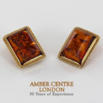 ITALIAN HANDMADE German BALTIC AMBER CLIP-ON EARRINGS 9ct GOLD-GCL0014 RRP£895!!!