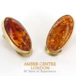 Italian Handmade German Baltic Amber Clip-On Earrings In 9ct Italian Gold GCL0023 RRP£795!!!