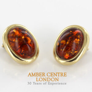 Italian Hand Made Unique German Baltic Amber Clip-On Earrings In 14 Ct Gold - GCL0516 RRP£1300!!!