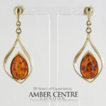 Italian Made Unique German Baltic Amber 9ct Gold Drop Earrings GE0252 RRP£795!!!