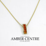 Italian Made Elegant Modern German Baltic Amber Pendant in 9ct Gold -GP0116 RRP£445!!!