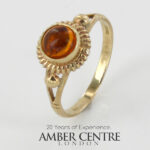 Italian Handmade Elegant German Baltic Amber Ring in 9ct solid Gold-GR0034 RRP£395!!! K(50), L(51), O(55), R(59),