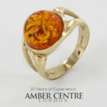 Italian Made Elegant Modern German Baltic Amber Ring In Solid 9ct Gold Gr0060 RRP£695!!! Size L(51), O(55))