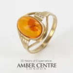 Italian Unique Handmade German Baltic Amber Ring in 9ct solid Gold- GR0192 RRP£495!!! L(51), M(53), N(54)