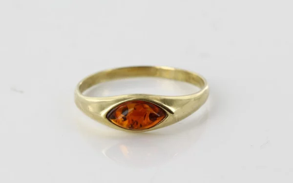 Italian Made Modern Elegant 9ct solid Gold Ring German Baltic Amber Stone GR0218 RRP£295!!! M(53) - Image 10