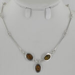 Italian Made 925 Silver Necklace with Green and Baltic Amber N094G RRP£265!!!