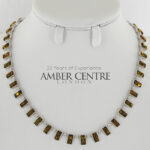 Italian Handmade Elegant 925 Silver Necklace German Baltic Green Amber N118G RRP£425!!!