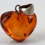 German Baltic Amber Heart Pendant in 925 Silver Hand Made PD070 RRP£40!!