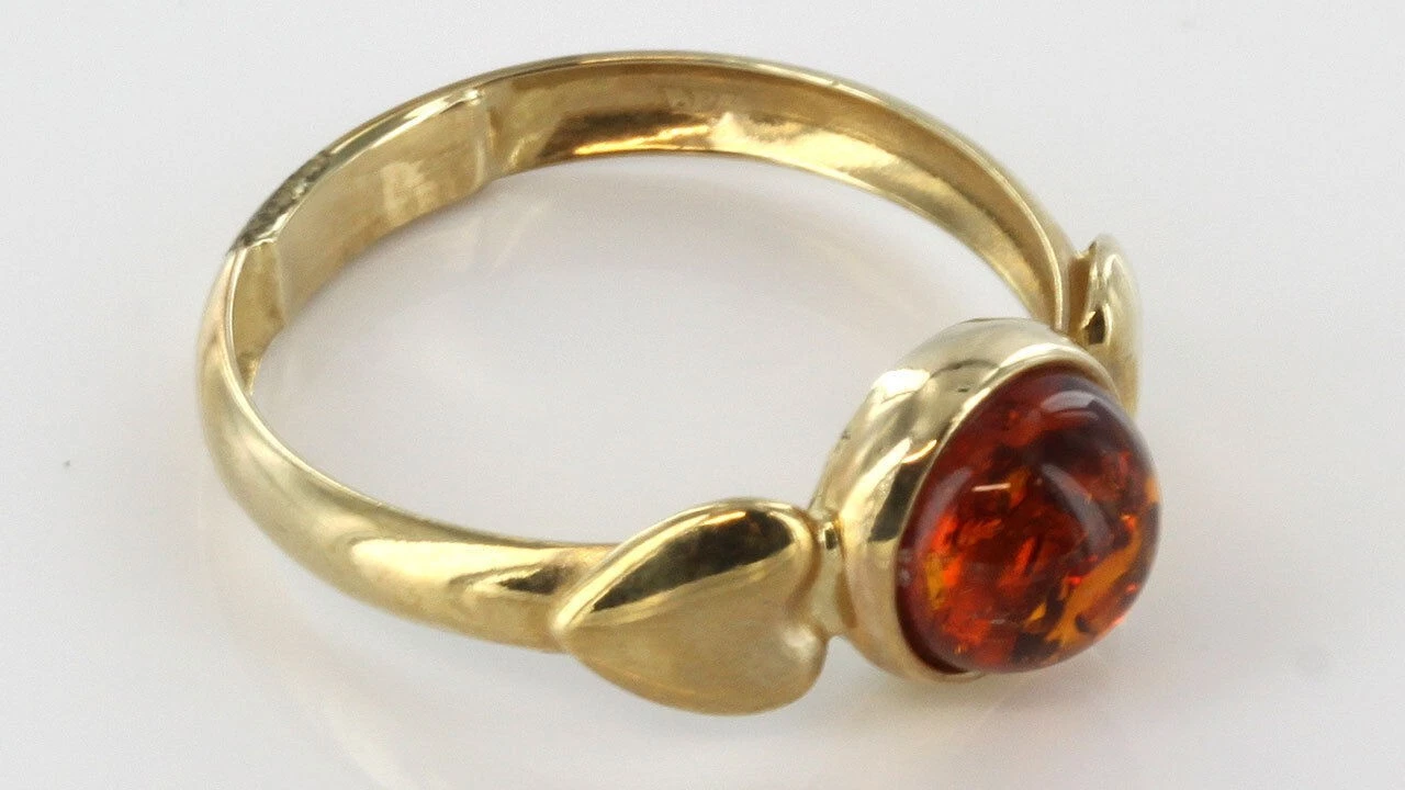 Italian Handmade "Love" Ring German Baltic Amber in 9ct solid Gold- GR0201 RRP£395!!! M(53),N(54) - Image 6
