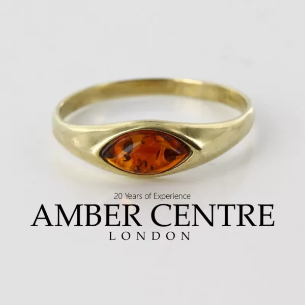 Italian Made Modern Elegant 9ct solid Gold Ring German Baltic Amber Stone GR0218 RRP£295!!! M(53) - Image 11
