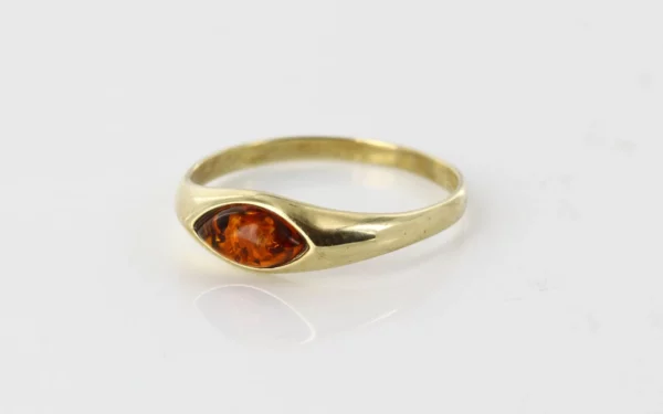 Italian Made Modern Elegant 9ct solid Gold Ring German Baltic Amber Stone GR0218 RRP£295!!! M(53) - Image 8