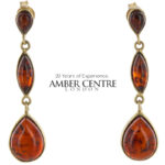 Italian Made German Baltic Amber in 9ct solid Gold Drop Earrings GE0099 RRP£595!!!