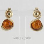 Italian Handmade German Amber in 9ct Solid Gold Stud Earrings GE0117 RRP£375!!!