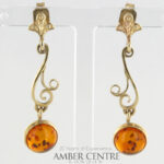 Italian Made German Genuine Baltic Amber Earrings in 9ct Solid Gold GE0121 RRP£395!!!