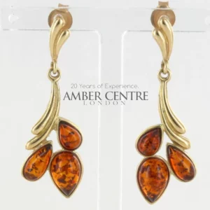 Italian Made Unique German Baltic Amber 9ct Gold Earrings -GE0134 RRP£495!!!