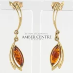 Italian Made Unique German Baltic Amber 9ct Gold Earrings - GE0131 RRP£295!!!