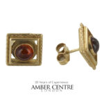 Italian Made German Baltic Amber Stud Earrings In 9ct Solid Gold GS0066 RRP£395!!!
