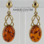 Italian Made Unique German Baltic Amber 9ct Gold Drop Earrings GE0279 RRP£595!!!