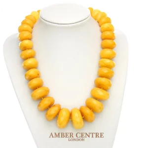 Antique Large, Unique German Butterscotch Faceted Amber Bead Necklace Handmade -A0119 RRP£25000!!!