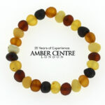 Teething Baby/Child Elasticated Multicolour Matt finished Bracelet Genuine Natural Baltic Amber A0600 RRP£25!!!