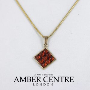 Italian Made Modern Elegant German Baltic Amber Pendant in 9ct Gold - GP0101 RRP£175!!!