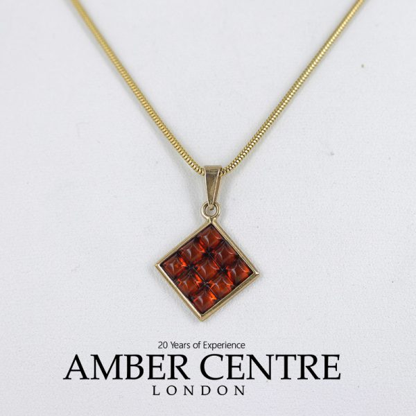 Italian Made Modern Elegant German Baltic Amber Pendant in 9ct Gold - GP0101 RRP£175!!!