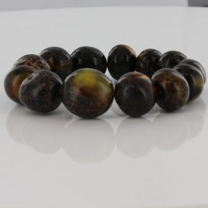 GERMAN BALTIC AMBER BRACELET HEALING NATURAL GENUINE DARK GREEN W067 RRP£295!!!