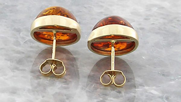 Italian Made Unique German Baltic Amber Oval Large Stud Earrings In 9ct solid Gold GS0017 RRP£325!!!