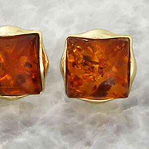 Italian Unique Handmade 9ct Solid Gold German Baltic Amber Studs GS0086 RRP£225!!!