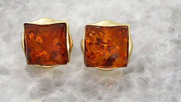 Italian Unique Handmade 9ct Solid Gold German Baltic Amber Studs GS0086 RRP£225!!!