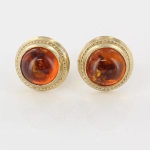 ITALIAN MADE GERMAN BALTIC AMBER STUD EARRINGS IN 9CT GOLD GS0032- RRP£195!!!