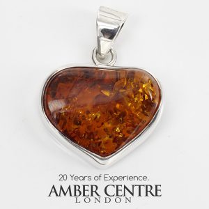 Heart Pendant Elegant Handmade Baltic Amber In 925 Silver PD094 – RRP£155!!!