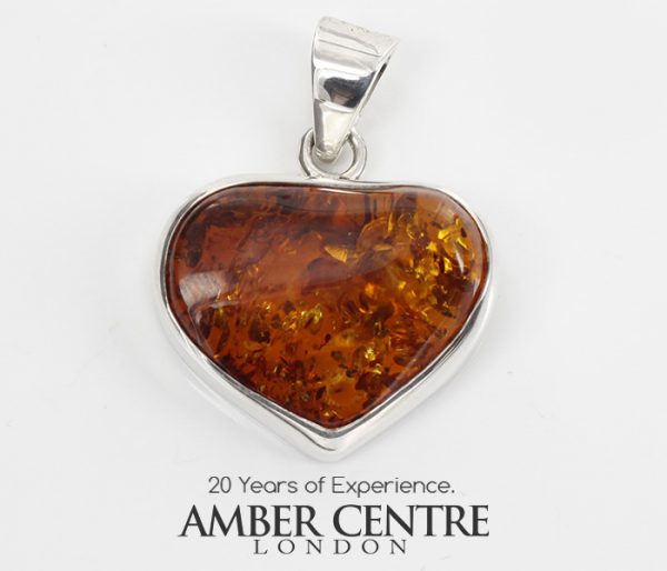 Heart Pendant Elegant Handmade Baltic Amber In 925 Silver PD094 – RRP£155!!!