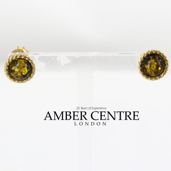 Italian Made German Green Baltic Amber Studs In 9ct Gold GS0041G RRP £175!!!
