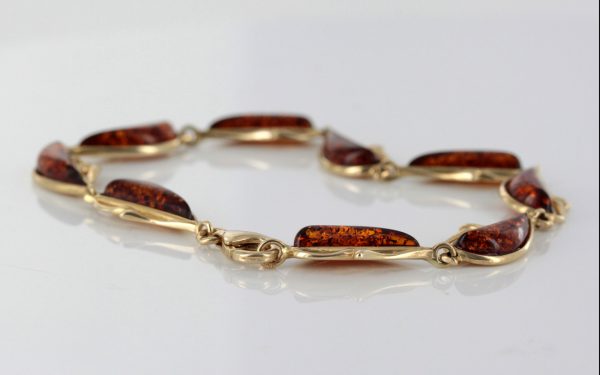 ITALIAN HANDMADE GERMAN BALTIC AMBER BRACELET IN 9CT solid GOLD GBR015-RRP£750!!!