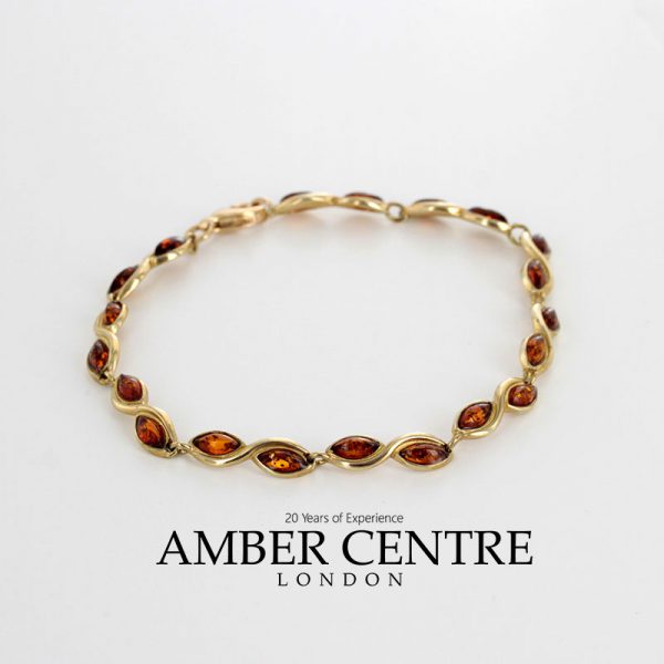 ITALIAN HANDMADE GERMAN BALTIC AMBER BRACELET IN 9CT solid GOLD GBR050-RRP£795!!!