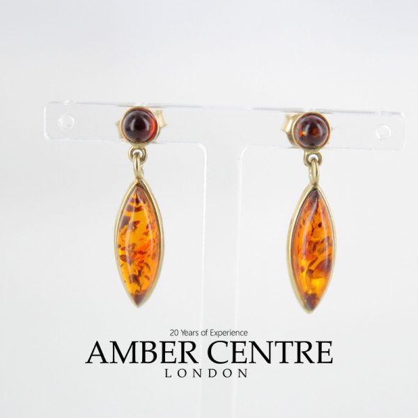 Italian Made Unique German Baltic Amber in 9ct Gold Drop Earrings GE0091 RRP£195!!!