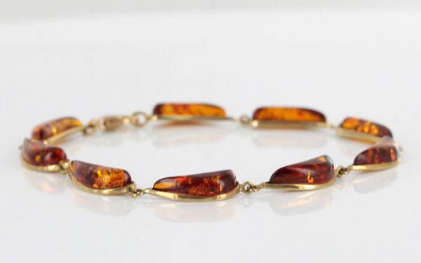 ITALIAN HANDMADE GERMAN BALTIC AMBER BRACELET IN 9CT solid GOLD GBR020-RRP£495!!!