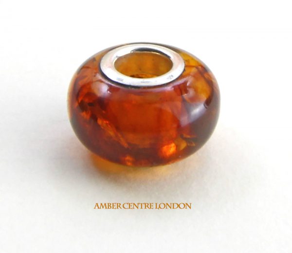 Amber & 925 Silver Charm fit for European/Danish charm bracelets -CHA66 RRP£35!!
