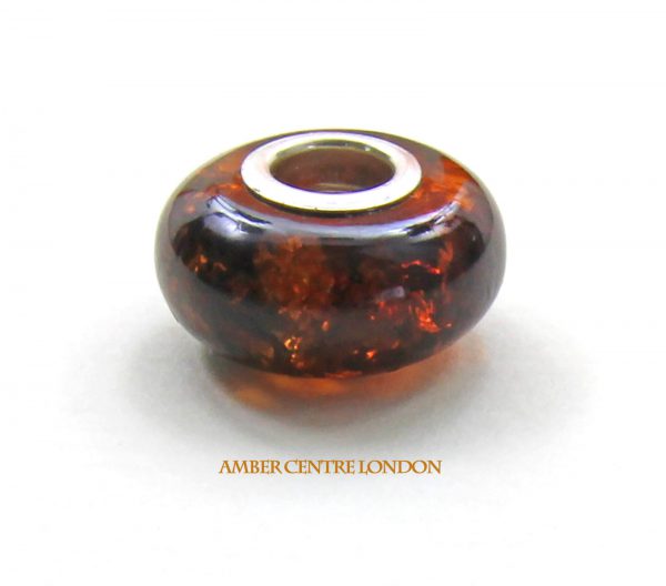 Amber & 925 Silver Charm Fit ALL European/Danish Charm Bracelets – CHA62 RRP£35!!!